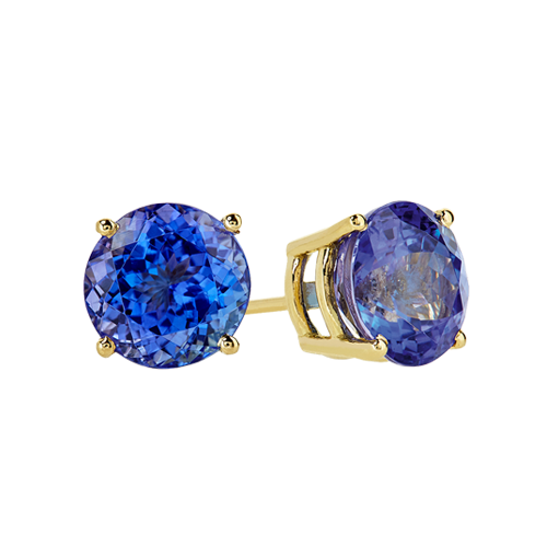 18kt Yellow Gold 4 Claw Tanzanite Stud Earrings (8mm)