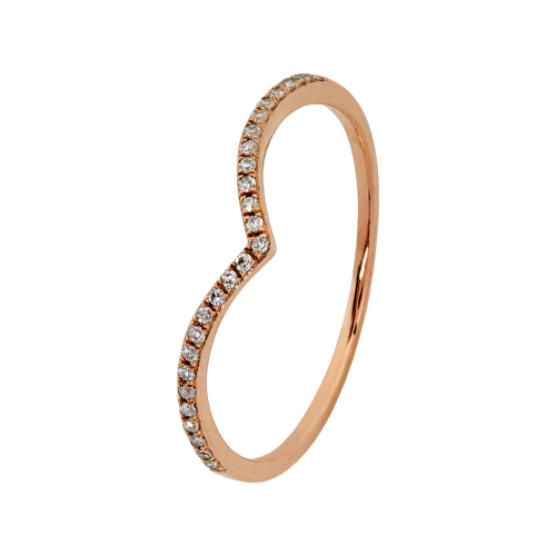 9kt Rose Gold Diamond Curved Ring (0.08ct)