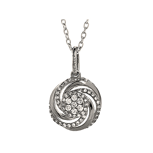 9kt White Gold Diamond Spiral Swirl Pendant (0.07ct)