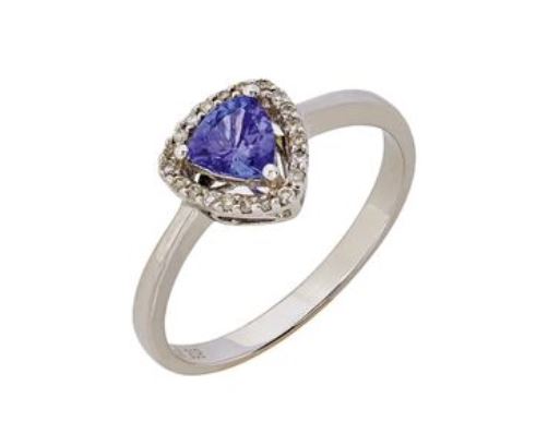 9kt White Gold Trillion Cut Tanzanite & Diamond Ring (T0.35ct;D0.08ct)